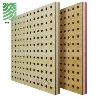 China Tianjie Acoustic Panels Eco-friendly Polyester Fiber Veneer Studio Acoustic Room Soundproof Fireproof Perforated Wooden Acoustic Panel en venta