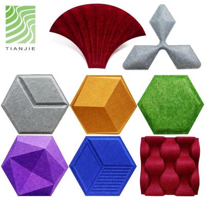 China Tianjie Sound Proof Wall Decoration Triangles Modern 3d Soundproof Panels Polyester Sound Absorber Felt Soundproof Panels for sale