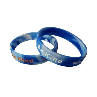 China Custom Silicone Wrist Band , Debossed Color Fill in Silicone Wristband with Your Logo for sale