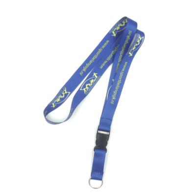 China Printed Blue Full Color Lanyards , Screen Printed Lanyards With Key Ring for sale