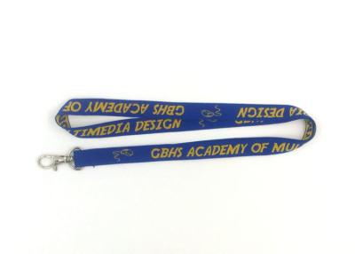 China Yellow Logo Woven Neck Lanyards ID Card Neck Lanyard With Thumb Trigger for sale