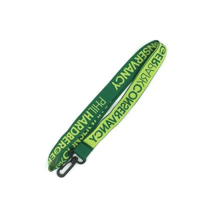 China 460mm Length Custom Woven Neck Lanyards Light Green Logo With Plastic Hook for sale