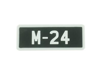 China Business Badges Clothes Soft PVC Patches Square Shape 70x25x2mm Black And White for sale