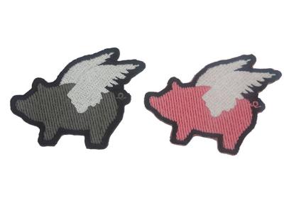 China Custom Shape Adhesive Embroidered Patches Durable And Washable Pink / Gray Color for sale