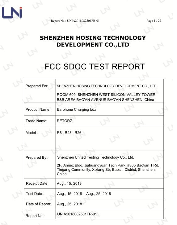 FCC - Shenzhen Hosing Technology Development Co., Ltd.