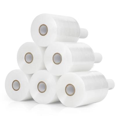 China Mini Handheld LLDPE Stretch Wrap Film roll With Expanded Paper Core Dispenser for sale