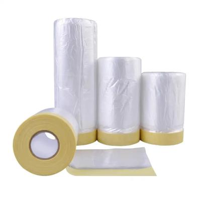 China HDPE Pre Taped Masking Film Indoor Outdoor Protective Plastic Film Paint Usage for sale