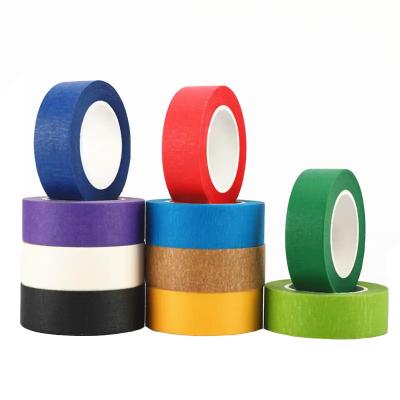China Colored Crepe Automotive Masking Paper Tape High Temperature No Glue Residue for sale