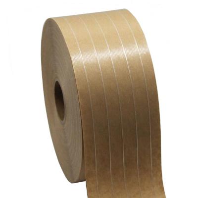 China Water Activated Self Adhesive Kraft Paper Tape Reinforced Brown Kraft Eco Paper Tape for sale