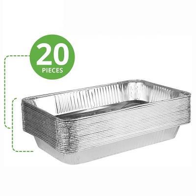 China Heavy Duty Shallow Disposable Aluminum Foil Food Containers Oblong Foil Pan With  Lid for sale