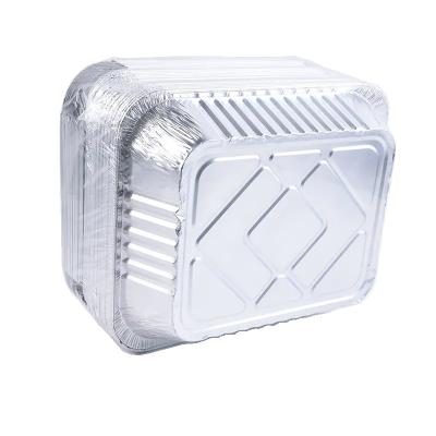 China Disposable Food Packaging Aluminum Foil Storage Containers Rectangle Foil Tray With Lids for sale