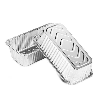 China 550ml Aluminum Foil Food Containers Takeout Food Packing Aluminium Disposable Box With Lid for sale