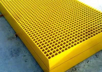 China Los paneles de rejilla de la fibra de vidrio amarilla para la plataforma de la calzada de la fábrica de productos químicos en venta