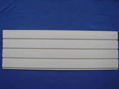 China ISO White Wooden PVC Slatwall Panels / Wood Plastic Slotted Wall Board for sale