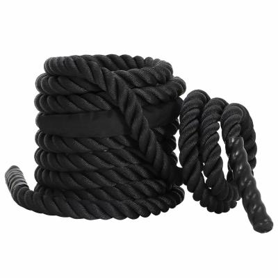 China Costomized 25mm-50mm Black Heavy Polyester Workout Fitness Exercise Gym Power Battle Rope for sale
