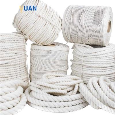 China Cotton Twine String for Package and Gift Rope 4mm-60mm Natrual or Whiten 3/4 Strands for sale