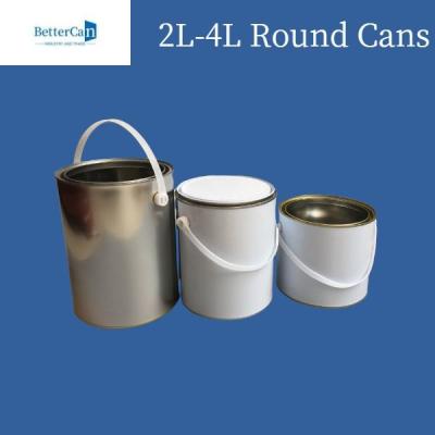 China 3 Liter / 5 Liter Paint Tin Cans Round Metal Tin Can For Chemical Coating Storage for sale