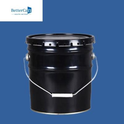 China Chemical Oil 5 Gallon Metal Buckets , 20 Litre Black Bucket With Handle for sale