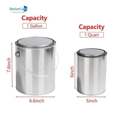 China 1 Litre Paint Tin Cans Round Empty Quart Cans For Solvent Coating for sale