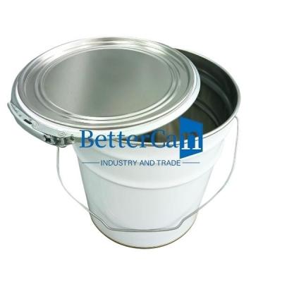 China White 5L Paint Bucket 5 Gallon Metal Tin Pail With Lock Ring for sale