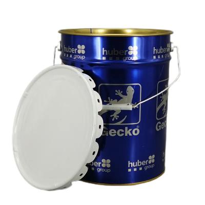 China 20L White Metal Paint Bucket 5 Gallon Tin Pail With Lock Ring With Rubber Gasket for sale