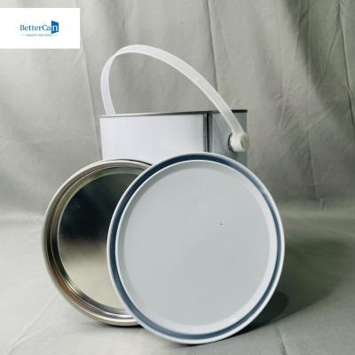中国 1 Gallon White Paint Tin Cans Round Container 4 Liter Package Metal Cans 販売のため