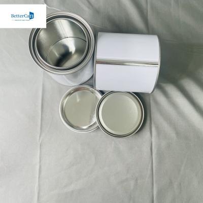 China 0.28mm Thickness White Round Paint Tin Cans With Triple Tight Cover 1 Liter Square Empty Tin Can à venda