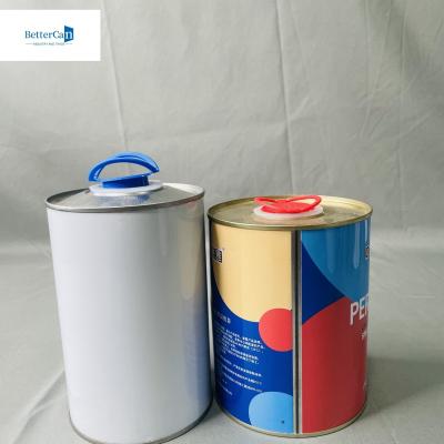 China Air Tight 1 Liter Paint Tin Cans With Plastic Cap small CMYK Printing Te koop