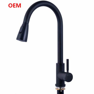 China Stainless Steel Black Pull Out Kitchen Sink Tap Faucet Pull Down Kitchen Faucet for sale