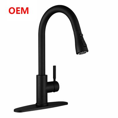 China Luxury Matte Black Kitchen Sink Tap Faucet Pull Down Sprayer Faucet for sale