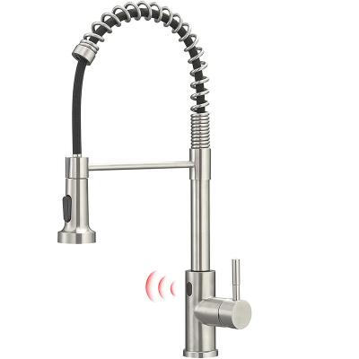 China Brushed Nickel Non Touch Spring Kitchen Sink Tap Stainless Steel for sale