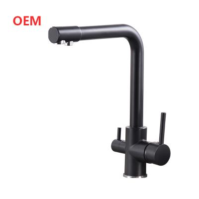 China Hose Filter Kitchen Mixer Faucet For Drinking Water Brass Black Modern for sale