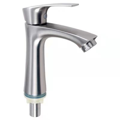 China Modern Single Hole Cold Bathroom Tap Faucet Above Counter Basin Brushed Nickel for sale