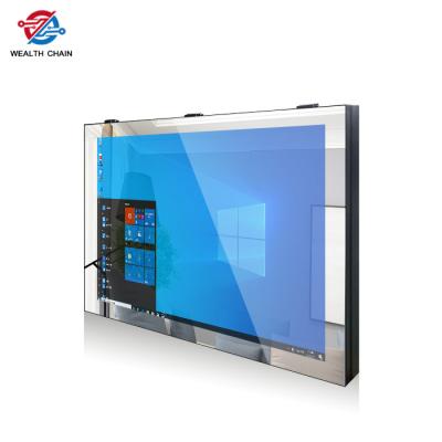 China El espejo mágico que toca el soporte de la pared de la pantalla LCD exhibe brillo impermeable de T/R 30/70 alto en venta