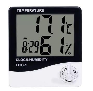 China Temperature Humidity Meter Digital Thermometer Hygrometer Weather Station Alarm Clock HTC-1 for sale