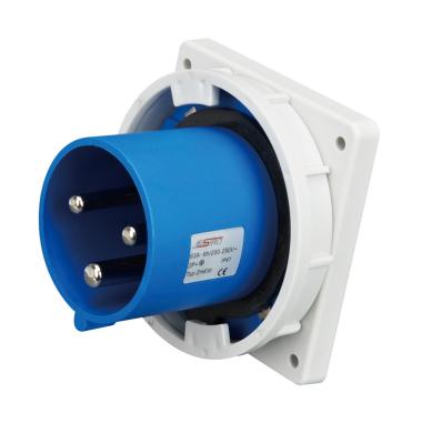 China IP44 Weather Resistant Industrial Socket Plug , Panel Mounted Industrial 3 Pin Plug for sale
