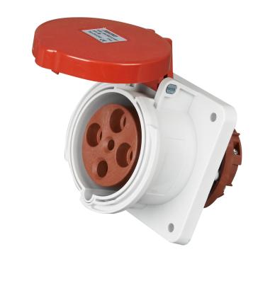 China Red 63a 3 Phase Socket , 400 Volts 4 Pins Industrial Power Socket Outlet for sale