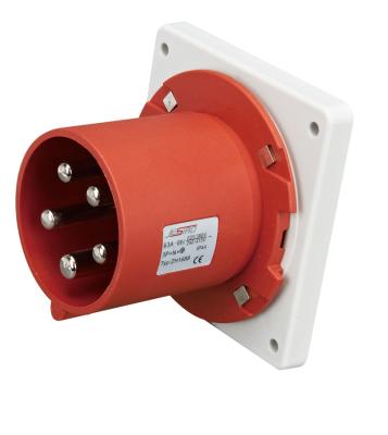 China IP44 Water Resistance 3 Phase 5 Pin Plug , Panel Mounted 3 Phase Power Plug for sale