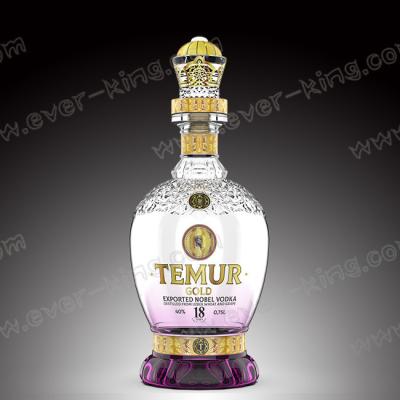 China haber personalizado de cristal de la vodka 1300g, botellas de cristal del alcohol 750ml en venta