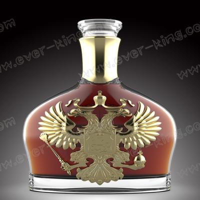 China Metal Label Screen Printing 1.5L Rum Glass Bottle for sale