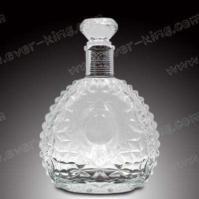 China Casquillo de cristal botella oval del Tequila del ron de la ronda de 500 ml en venta