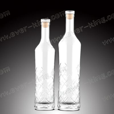 China Round Shaped 750 ML White Flint Glass Liquor Bottles for sale