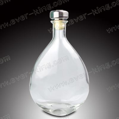 China Oval Shape Clear 750ml Spirits Whiskey Glass Bottle for sale