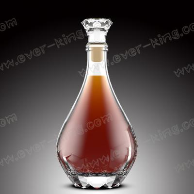 China Heat Resistant Clear 750ML Rum Glass Bottle With Diamond Cap for sale