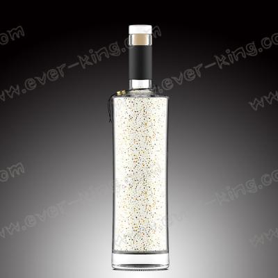 China Flame Plating Transparent 500ML Glass Liquor Bottles With Glass Top for sale