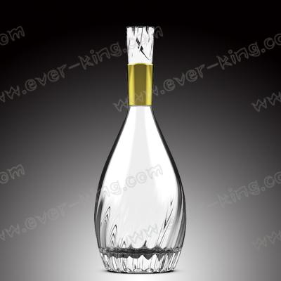 China Bowling Shaped 750ml Clear Flint Glass Bottles For Brandy for sale