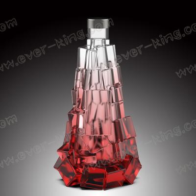 China Ice Block Shaped 750ml Clear Flint Glass Bottles For Brandy for sale
