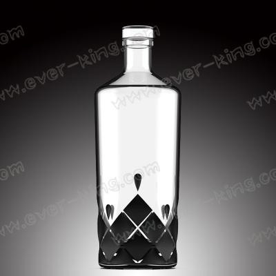 China O rum extravagante do vidro quadrado vazio engarrafa 1000ml para o licor à venda
