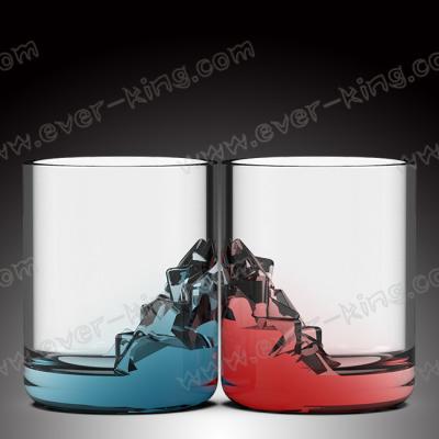 China Round Bottom Circle Top Transparent Glass Cup Fancy Design 200ml for sale