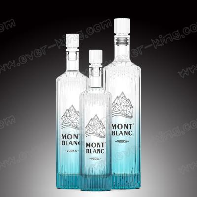 China Fancy Clear Flint Liquor Vodka Glass Bottles Round Shaped Custom Logo for sale